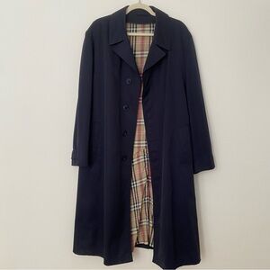 Vintage Navy Trench Coat size 10 EU 44 Henley for Tip Top